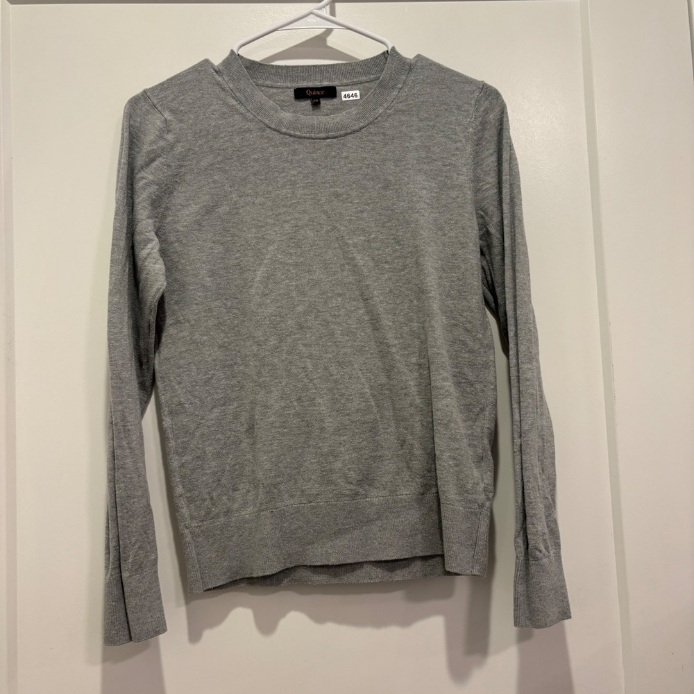 Quince Organic Cotton Viscose Cashmere Crewneck Sweater Gray XS SHWDC01